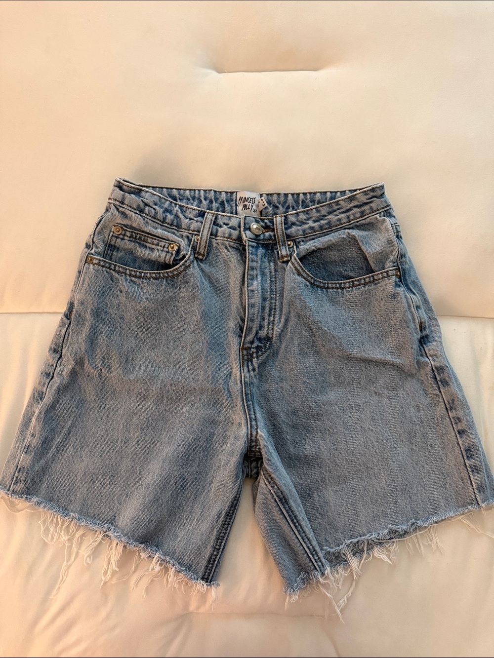 Princess Polly Light Blue Denim Frayed Hem Women's Shorts